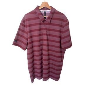 Adidas Mens 2XL Burgundy Striped Performance Breatheable  Golf Polo Shirt